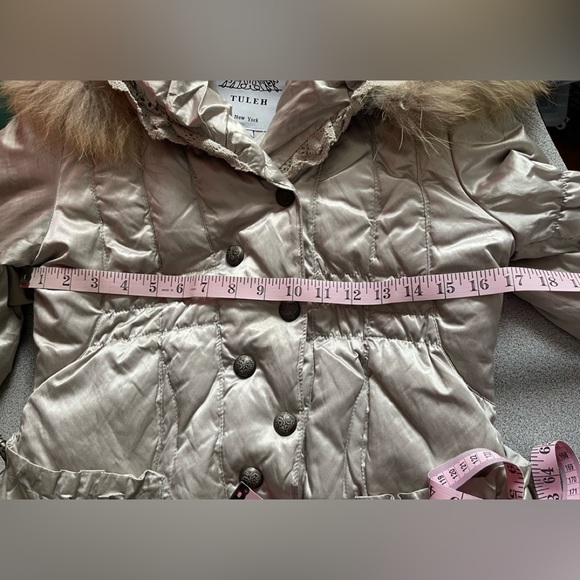 Tuleh Creamy Champaign Satiny Puffer Coat Size 38 - Picture 13 of 16